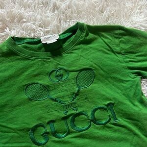 Size 4 (fits like 3T) kids Green  Gucci Shirt